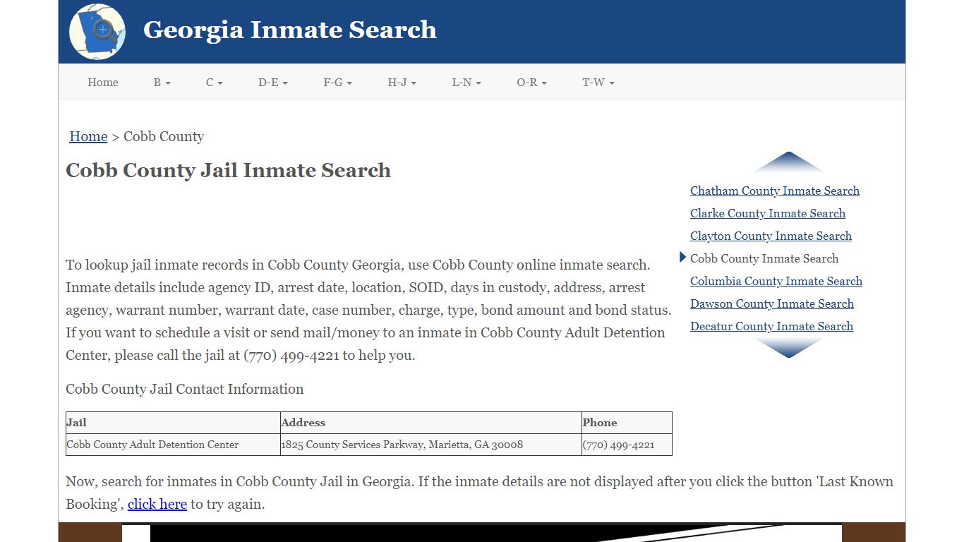 Cobb County Jail Inmate Search